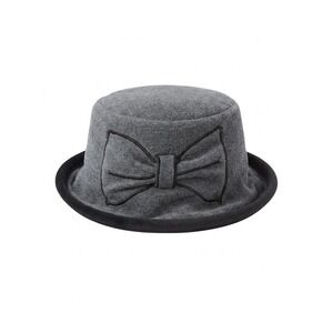 Madcap Grey Fleece Cloche Bucket Hat Embroidered Bow Made in Canada Womens